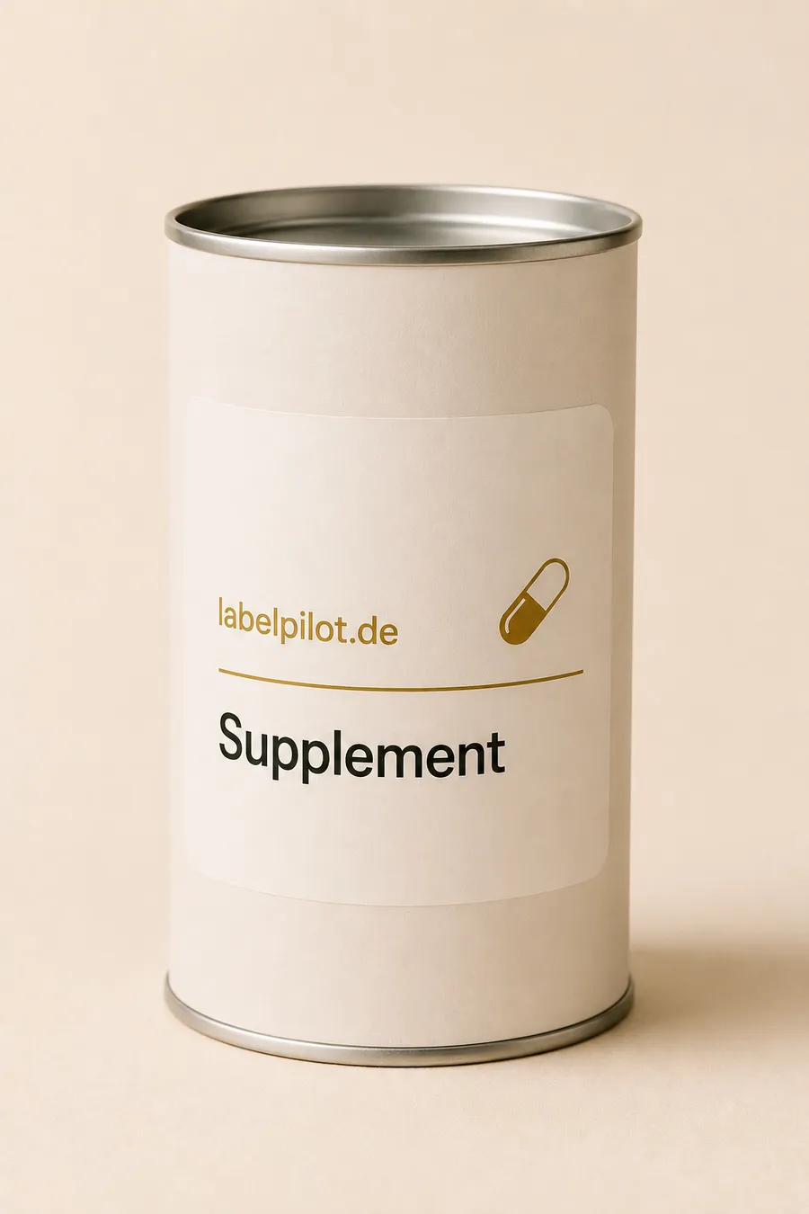 PP-Etikett (Opak) auf Produkt: Supplement